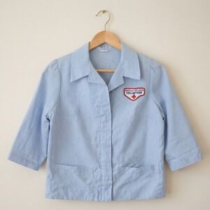 Vintage 1960s Hoover American Red Cross Volunteer Pinstripe Uniform OS Tunic